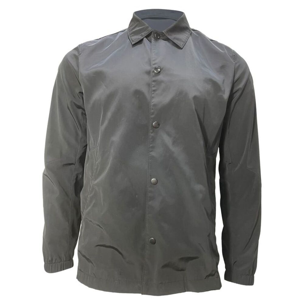 Theory Buttoned Shirt Jacket in Black Nylon